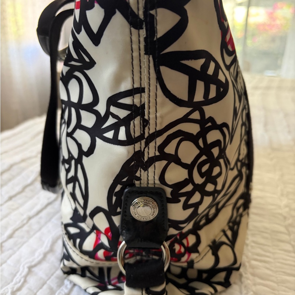 Coach Floral Black, Fuchsia and White Bag - Picture 2 of 7